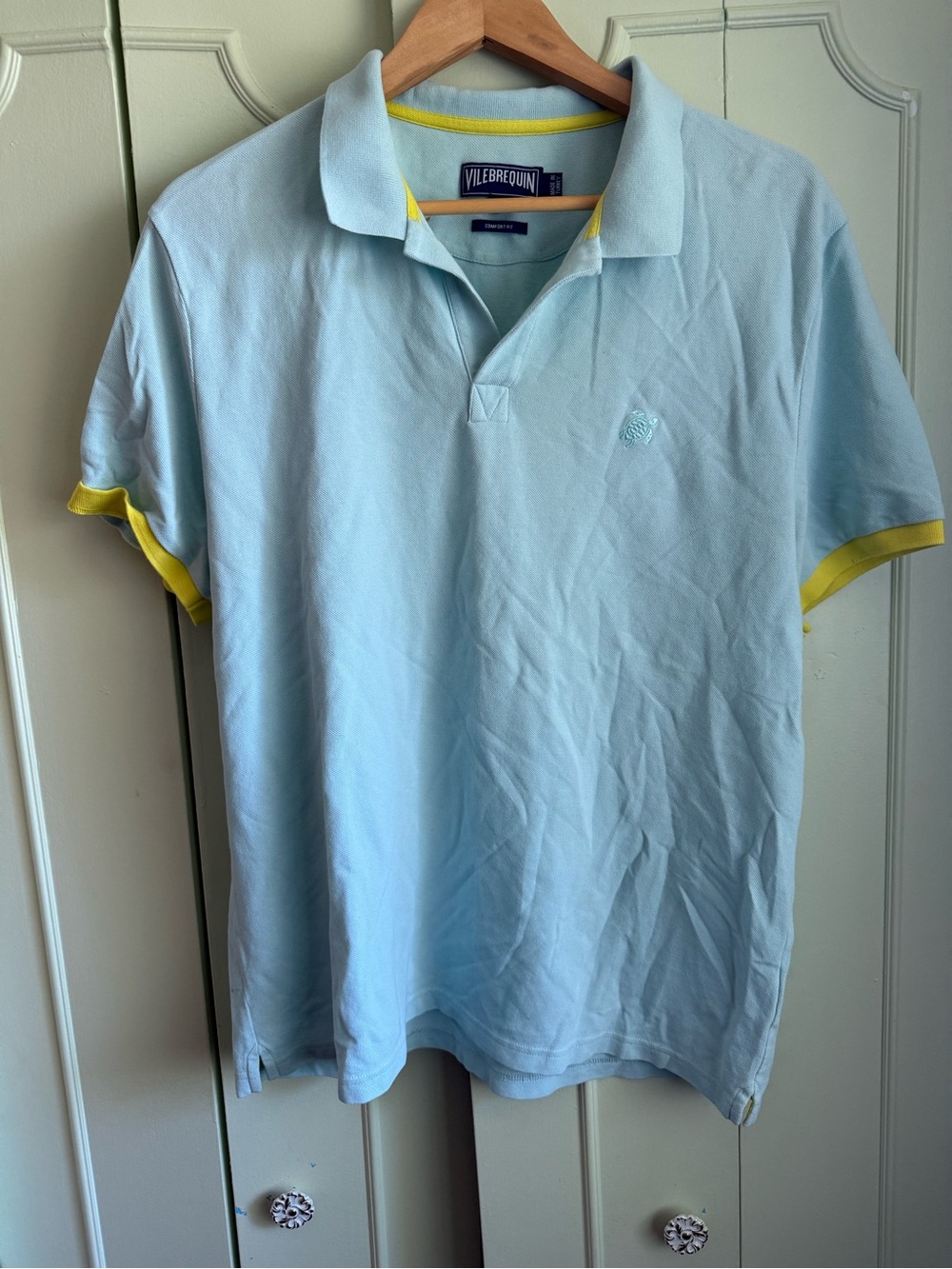 Vilebrequin Light Blue Polo with Yellow Trim